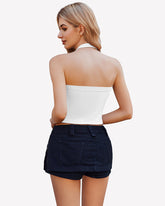 Double Lined Backless Ribbed Crop Top